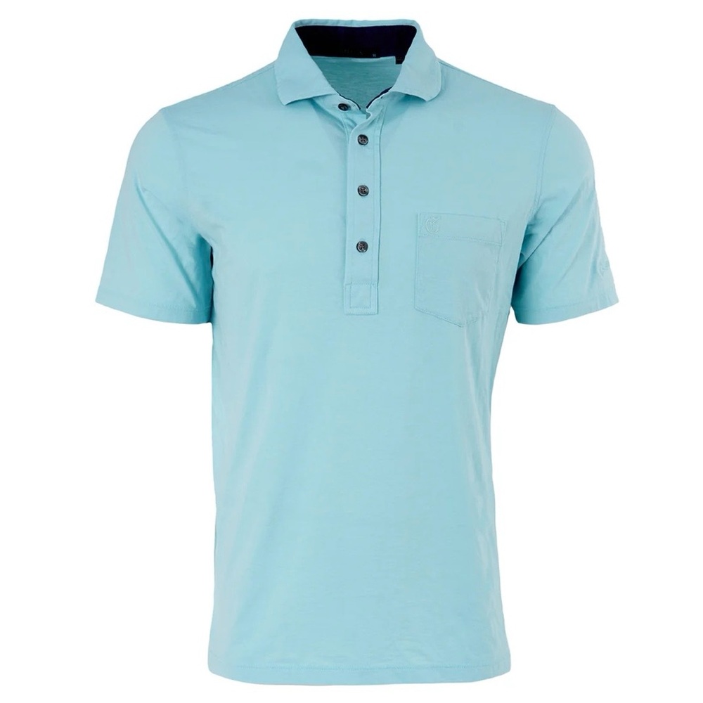 Greyson Spirit Mens Golf Polo Shirt in Cattail Teal Blue Size L